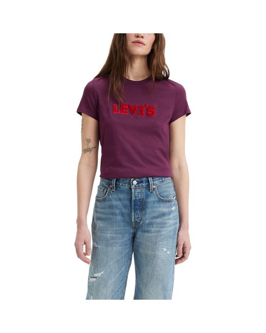 Levi's Red The Perfect Tee T-Shirt,HL Logo Grass Potent Purple,XS