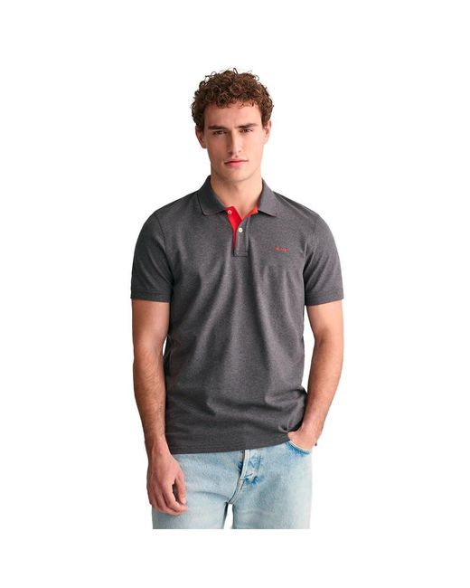 REG CONTRAST PIQUE SS RUGGER di Gant in Gray da Uomo