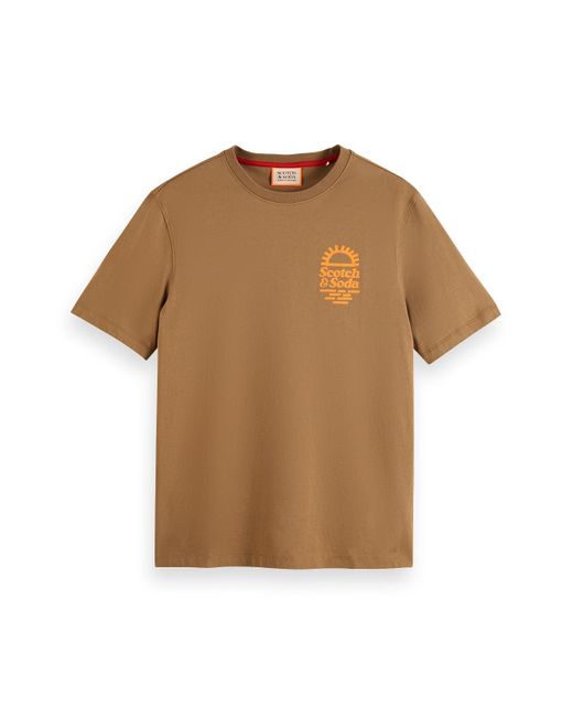 Scotch & Soda Left Chest Artwork T-Shirt in Brown für Herren