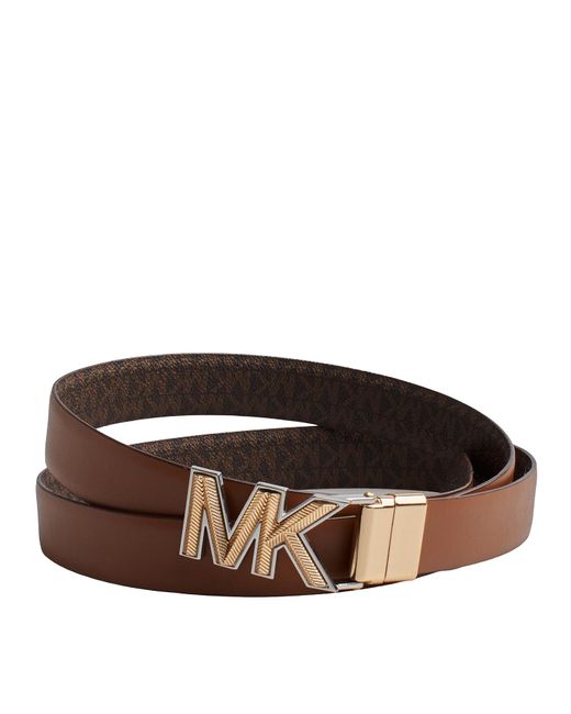 Cintura reversibile in pelle sottile 558786 per donna di Michael Kors in Brown