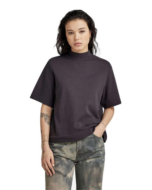 G-Star Moto Logo Mock T Wmn Tops Voor in het Blue