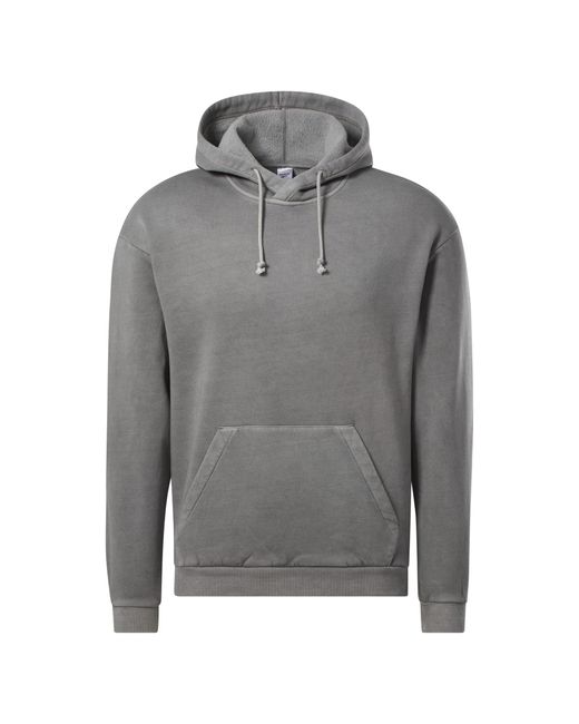 Reebok Gray Classics Natural Dye Back Vector Fleece Hoodie Sweatshirt Hooded