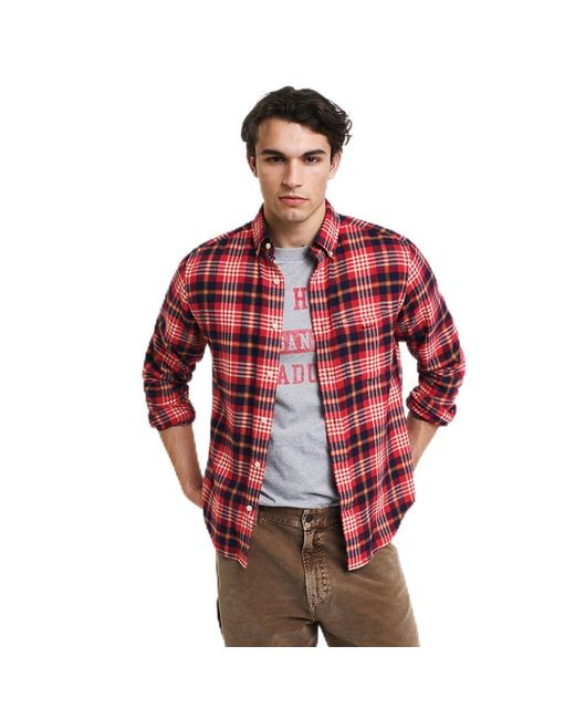 Gant REG Flannel Plaid Shirt Hemd in Red für Herren