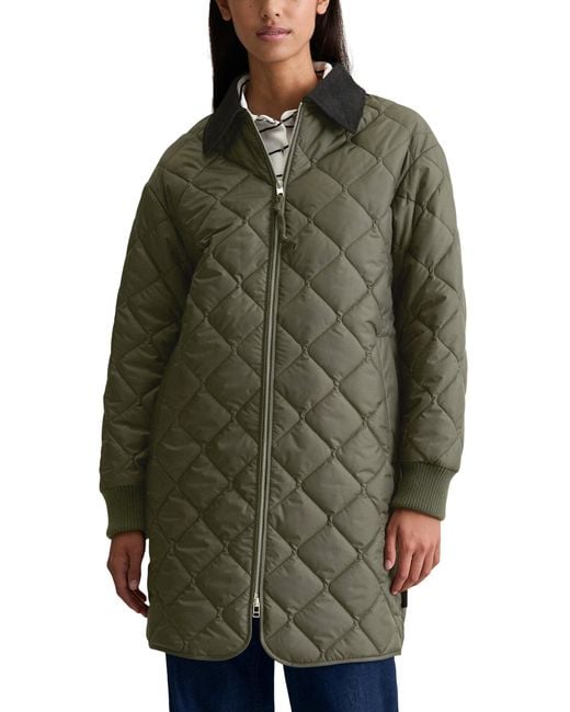 Marc O' Polo Green Marc OߴPolo Denim Steppmantel mit Cord-Kentkragen Relaxed Fit