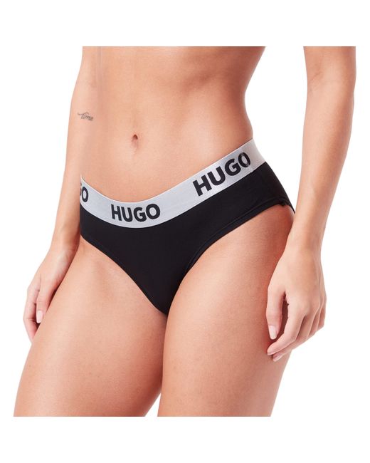 HUGO Blue S Brief Sporty Logo Stretch-cotton Briefs With Exposed Logo Waistband