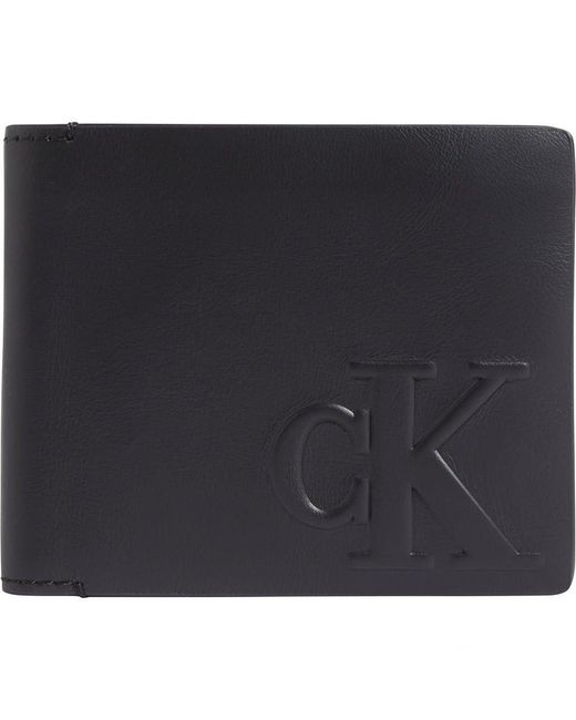 Calvin Klein Black Logo Emboss Bifold W/coin for men