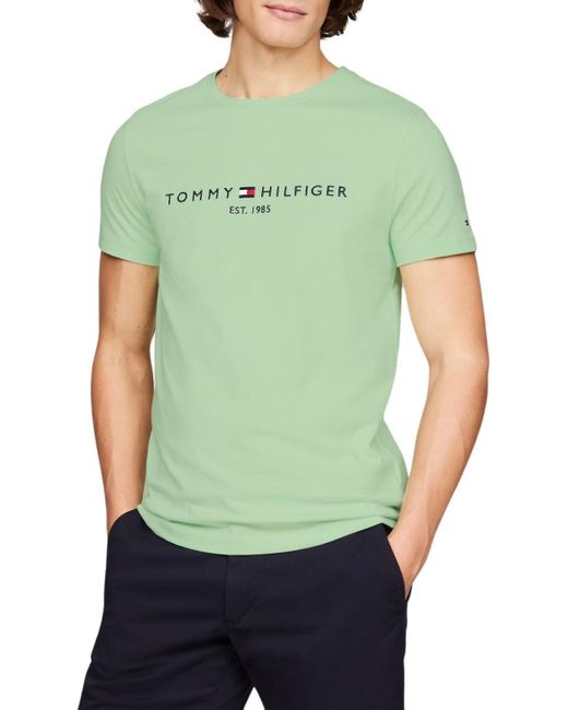 Tommy Hilfiger Green Tommy Logo Tee Mw0mw11797 S/s T-shirt for men