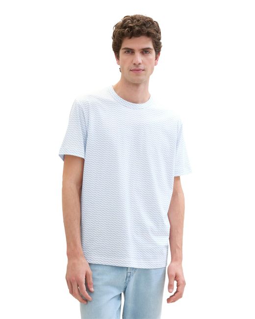 Tom Tailor Basic T-Shirt mit Allover-Print in White für Herren