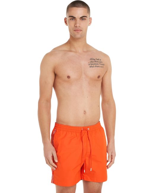 Calvin Klein Orange Swim Trunks Medium Drawstring Mid-length for men