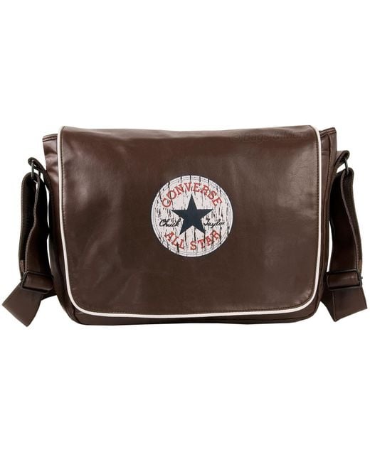 Converse Brown Vintage Patch Shoulder Flap Bag Umhängetasche