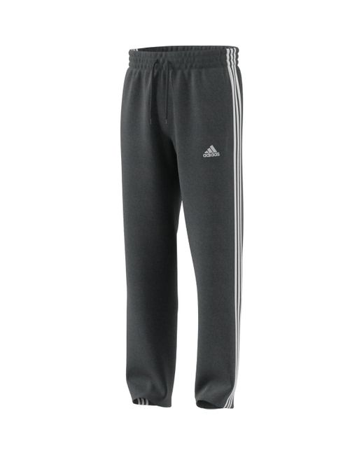 Adidas Gray Essentials Fleece Open Hem 3-stripes Pants for men