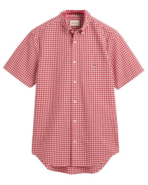 Gant Red Reg Poplin Gingham Ss Shirt for men