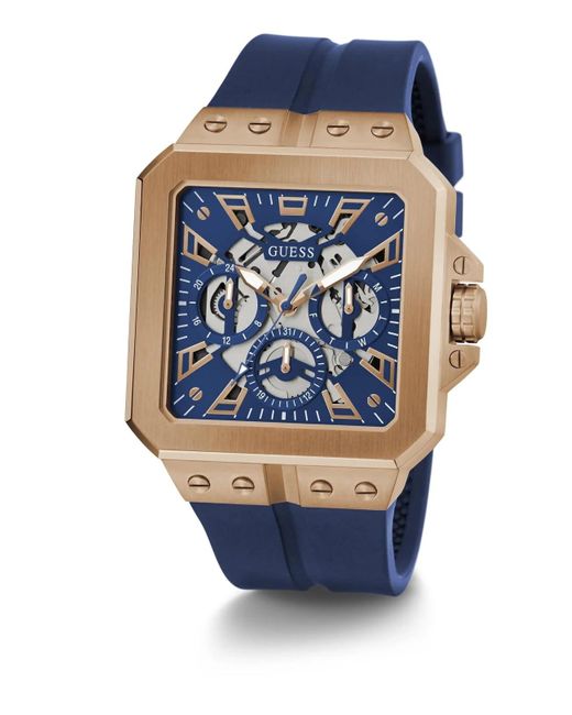 Guess Blue Analog Quartz Watch With Stainless Steel Strap Gw0637g3 for men