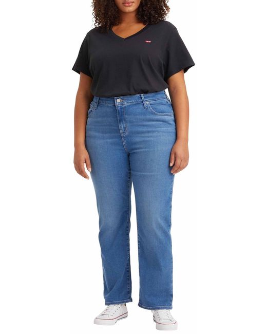 Levi's Black Plus Size 724 High Rise Straight Jeans Rio Frost