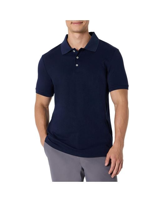 Amazon Essentials Slim Fit: Interlock-Poloshirt in Blue für Herren