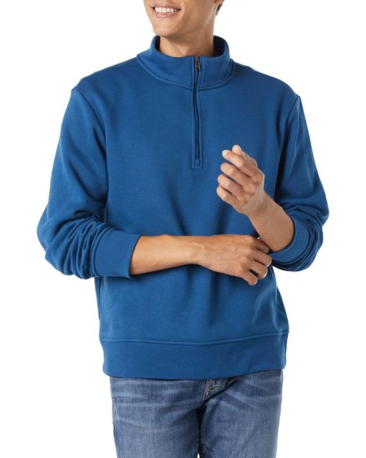 Amazon Essentials Fleece Sweatshirt Met Lange Mouwen En Kwartrits Voor in het Blue voor heren