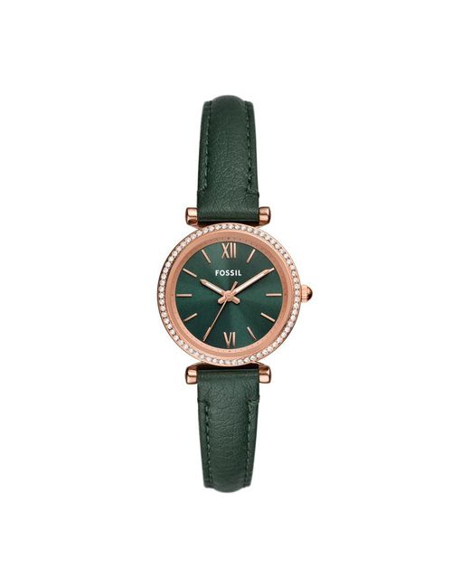 Fossil Green Analog Quartz Watch With Leather Strap Es5370