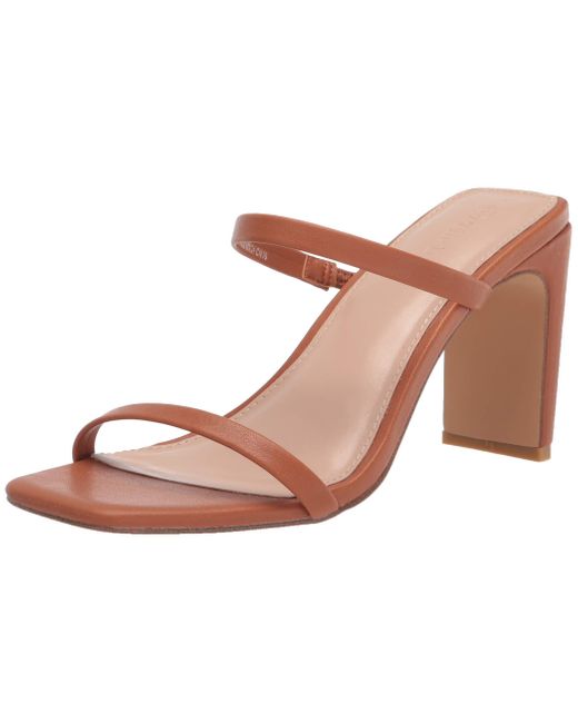 The Drop Black Avery Square-toe Two-strap High Heeled Sandal