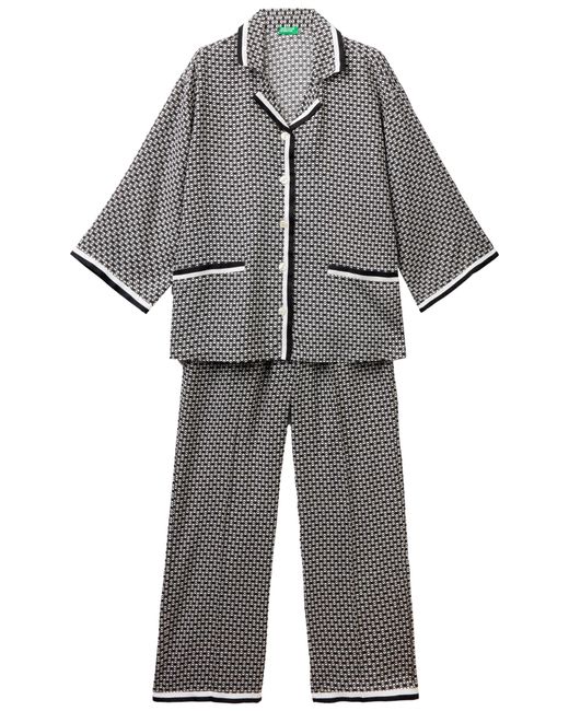 Benetton Gray Pig(shirt+pant) 41hh3p00e Pajama Set