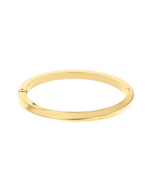 Calvin Klein Jewelry Ionic Plated Thin Gold Steel Hinge Bangle in Black |  Lyst