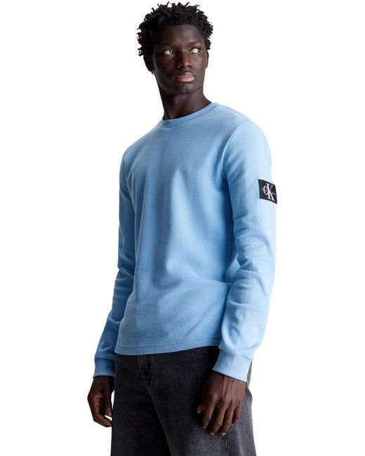 Calvin Klein Blue Long-sleeve T-shirt Badge Waffle Ls Basic for men