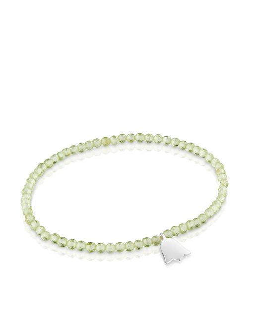 Tous Metallic Elastisches Armband mit runden Peridotkugeln und Tulpenmotiv aus Sterlingsilber 17 cm lang