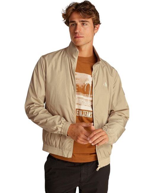 Uomo Giacca a Vento Unpadded Harrington con Colletto alla Coreana di Calvin Klein in Black da Uomo