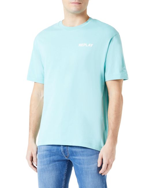 Replay Blue T-Shirt Kurzarm mit Rundhals Ausschnitt