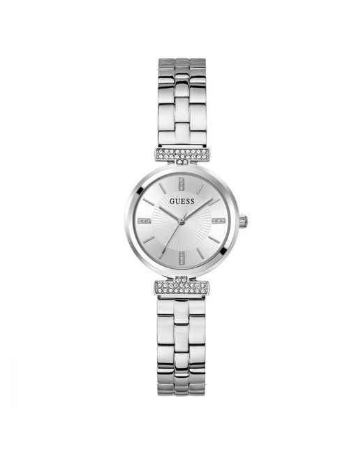 Guess Metallic Silver Dial Analogue Watch Gw0762l1 Silver Tone