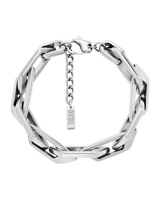DX1577040 Bracelet en acier inoxydable argenté pour homme DIESEL pour homme en coloris White
