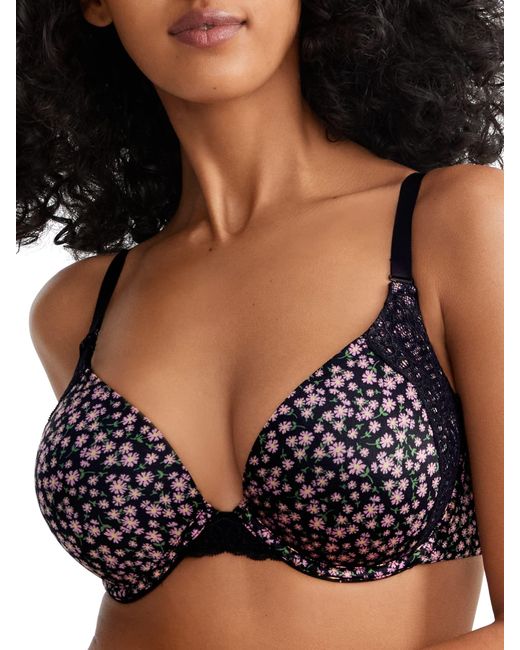 Maidenform Black Natural Boost Demi BH Push Up Spitze T-Shirt BH mit wandelbaren Trägern Add-One-Cup Push Up T-Shirt BH