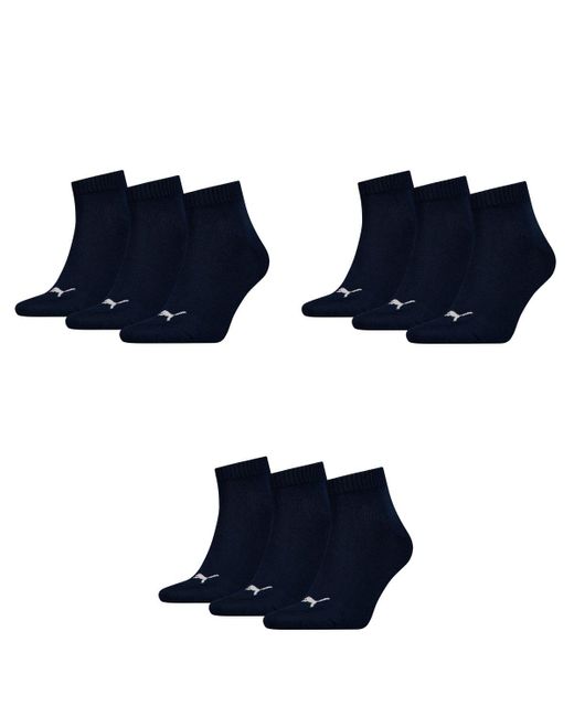 9 pair Sneaker Quarter Socks s & Ladies In 3 Colours di PUMA in Blue