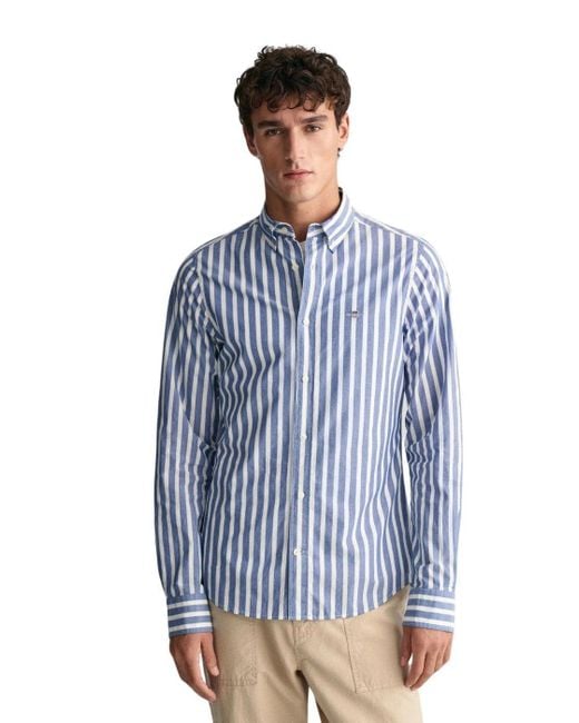 Gant REG Wide POPLIN Stripe Shirt in Blue für Herren
