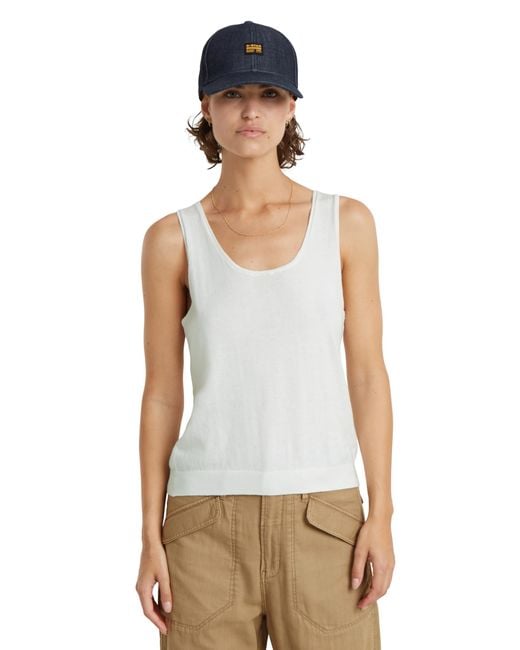 G-Star RAW White Wt Knitted Summer Tank Top Wmn Sweater