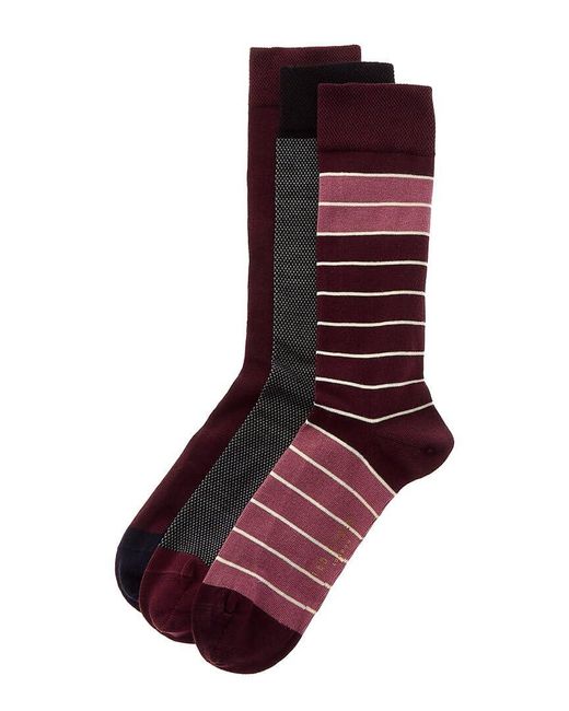 Ted Baker Red S Dudes 3 Pack Socks for men