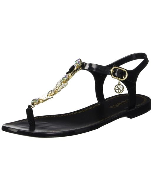 Guess Black Rubber Gladiator Sandals