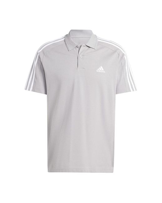 Adidas Essentials Piqué Geborduurd Klein Logo 3-strepen Poloshirt Met Korte Mouwen in het Gray voor heren