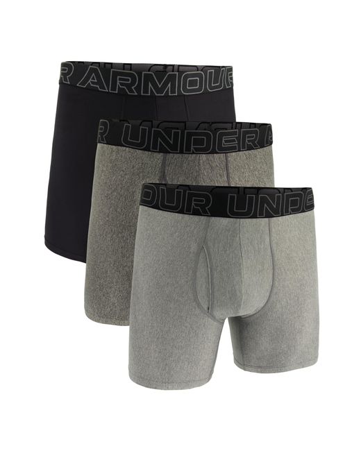 Under Armour Performance Tech 6" 3 Pack Solid Boxer Briefs in het Gray voor heren