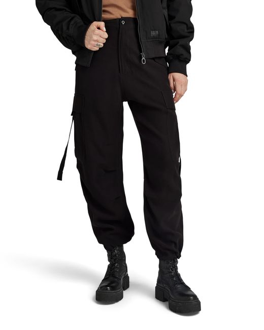 G-Star RAW Black Cargo Cropped Drawcord Pant