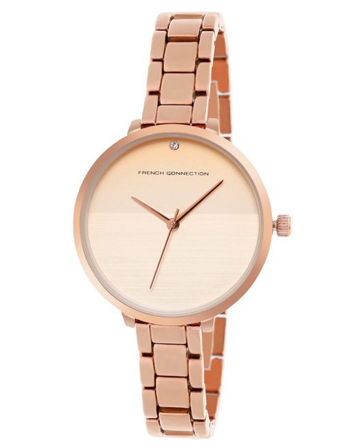 French Connection Metallic Analog Rose Gold Dial Watch-fcs001c