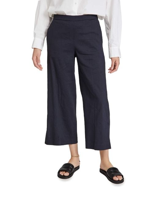 Theory Linen Wide Pull On Pants in Blue - Save 67% | Lyst