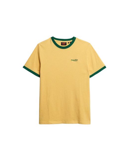 Superdry Essential Ringer-T-Shirt mit Logo Kanariengelb Meliert/Drop Kick Grün XL in Yellow für Herren