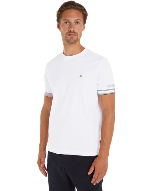 Tommy Hilfiger White Flag Cuff Tee S/s T-shirts for men