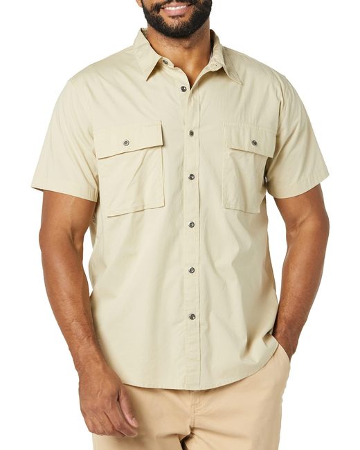 Amazon Essentials Slim-fit Korte Mouw Twee-pocket Utility Shirt in het Natural voor heren