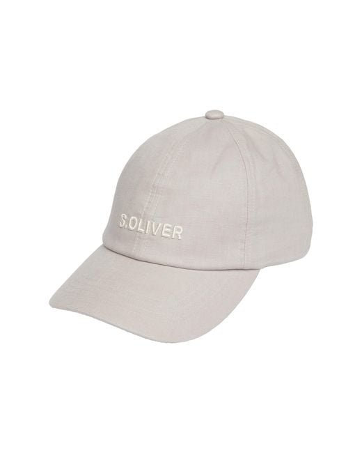 S.oliver White Kappe aus Leinenmix mit Logo-Stickerei Taubengrau OneSize