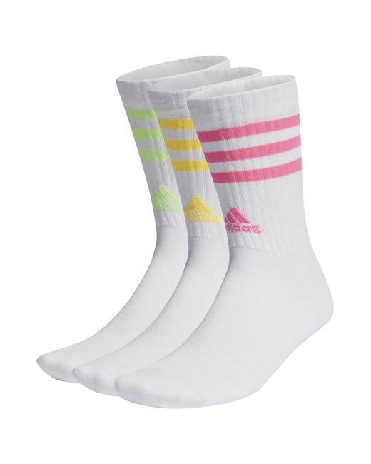 Adidas White 3-Streifen Cushioned Crew Socken, 3 Paar