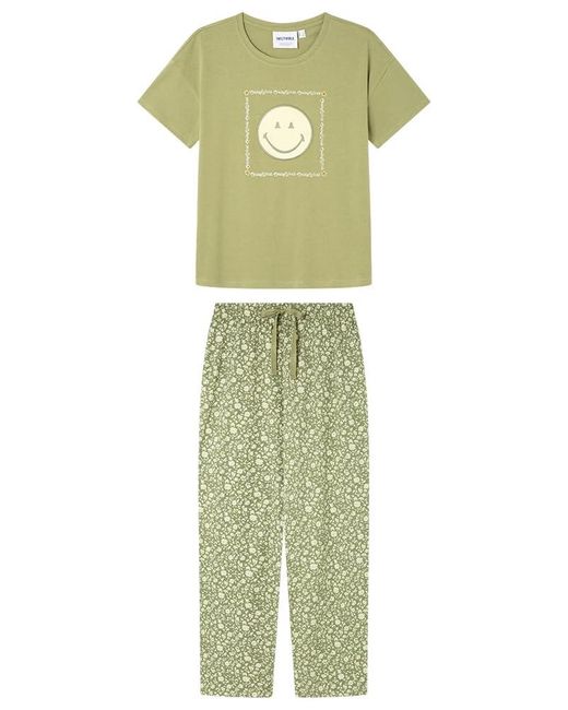 Pijama de ga Corta y pantalón Largo Colección Multilicense Cottage Women'secret de color Green