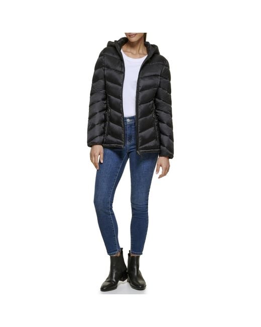 Calvin Klein Black Light-weight Hooded Puffer Jacket