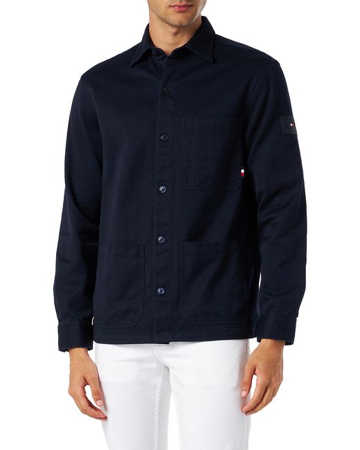 Tommy Hilfiger Blue Shirt Heavy Twill Solid Long-sleeve for men