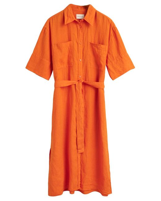 Gant Orange REL Linen SS Shirt Dress Kleid